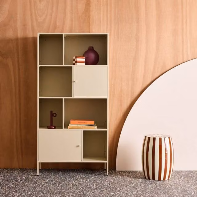 sweeek Industrial Metal Buffet Storage Unit with 8 Compartments in Cream – 1