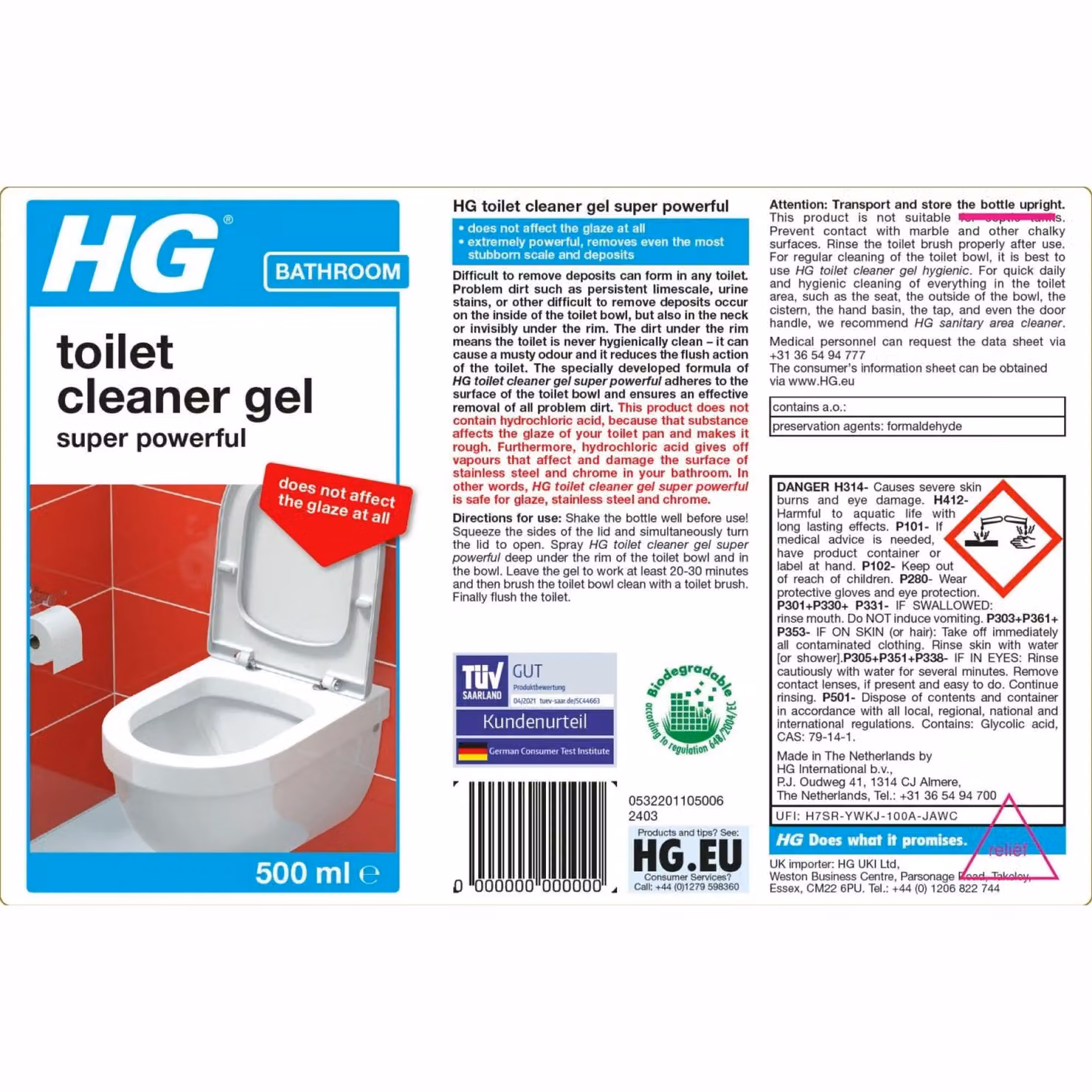 HGL HG Super Power Toilet Cleaner Gel, 500ml, White – 2
