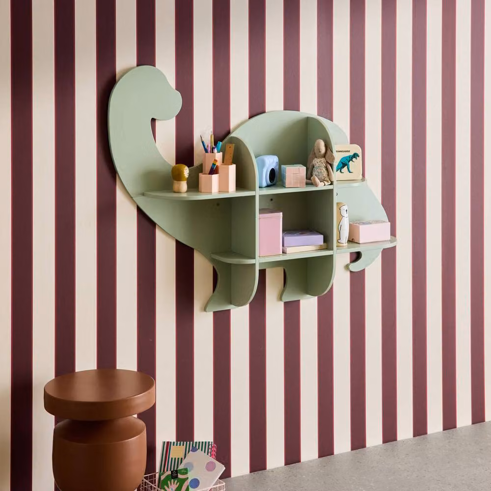 sweeek Dinosaur Wall Shelf with 5 Storage Spaces in Green – 3