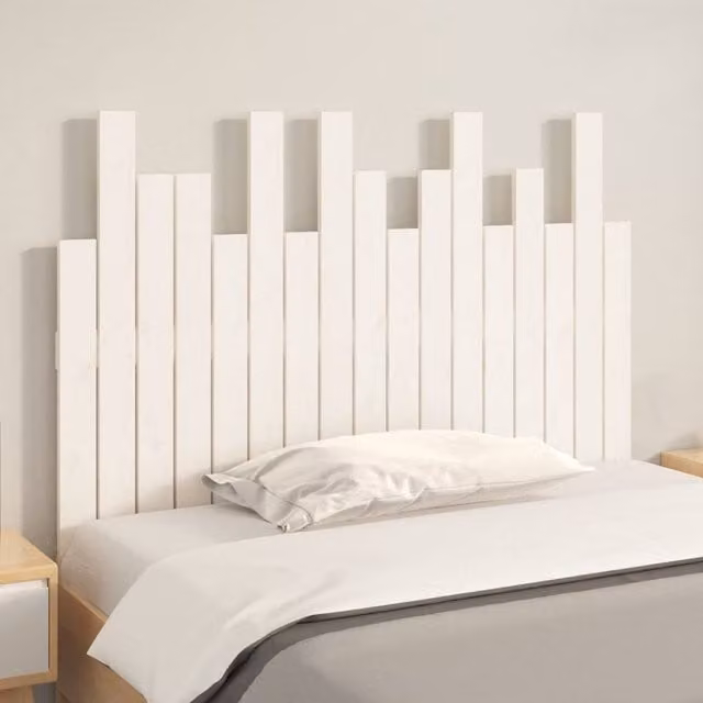 Berkfield Home White Solid Wood Pine Wall Headboard W: 108 cm, D: 3 cm, H: 80 cm