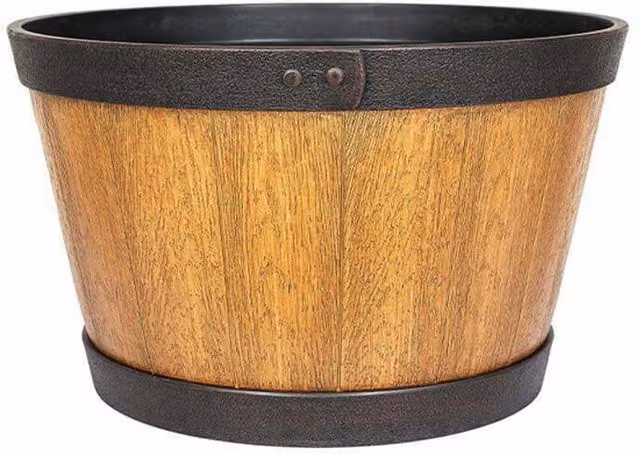 La Hacienda Oban Whiskey Barrel Planter Tub in Brown Plastic, W/D/H: 45 x 45 x 26 cm – 1