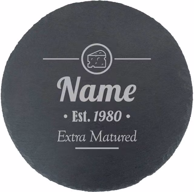 Uniqueful Personalised Extra Matured Round Black Slate Cheeseboard