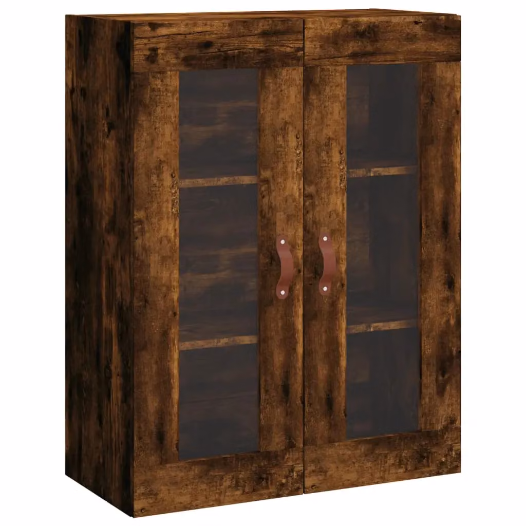 Berkfield Home Set of 2 Wall Mounted Cabinets in Smoked Oak Brown with Glass Doors – 2
