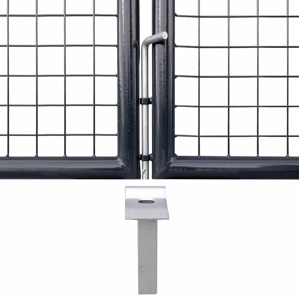 Berkfield Home Grey Galvanised Steel Mesh Swing Garden Gate W: 400 cm, H: 200 cm – 3
