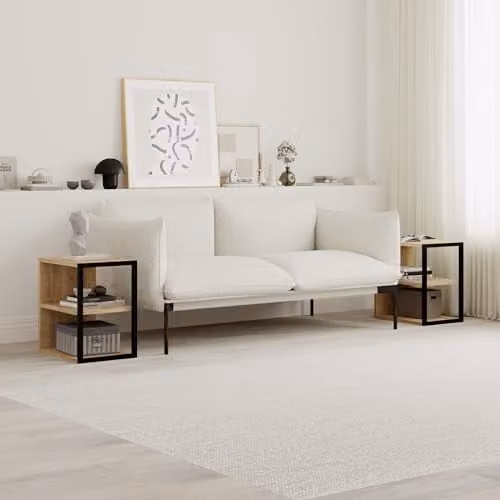 Decortie Set of 2 Modern Side Tables in Natural, W/D/H: 45 x 30 x 42 cm