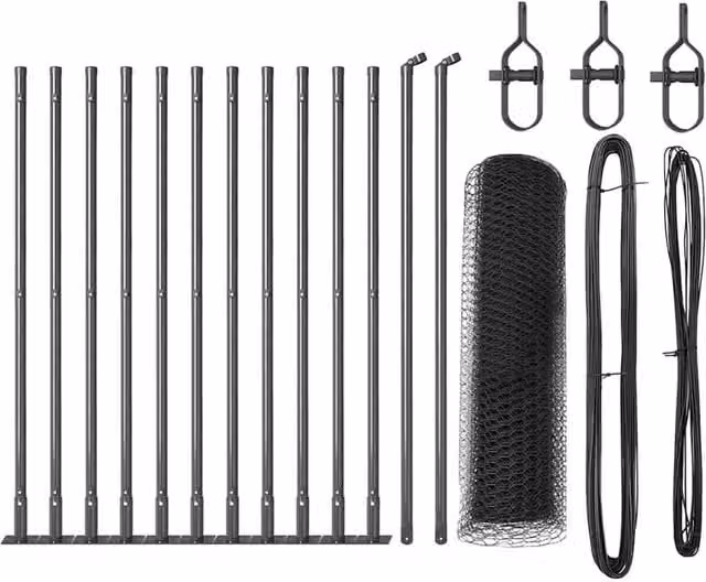 Berkfield Home Set of 2 Grey Steel and Concrete Round Fencing Set