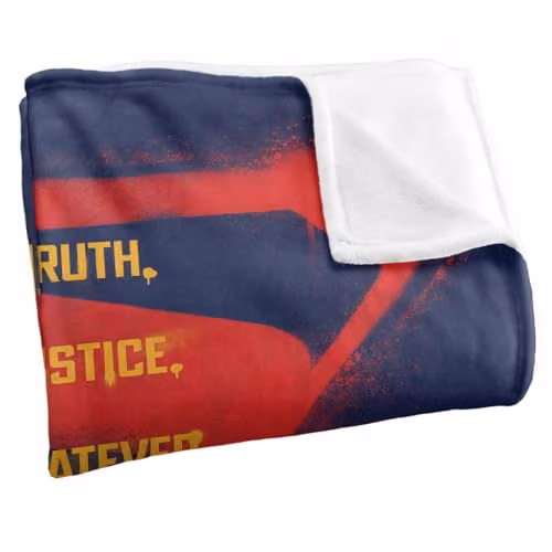 Warner Bros. Supergirl 2026 Truth Justice Whatever Logo Super Soft Fleece Throw Blanket, Multicolour, W: 152 cm, D: 127 cm – 2