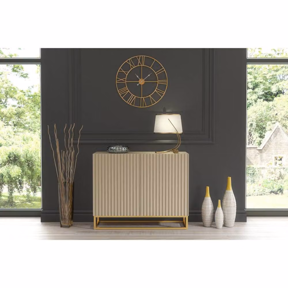 Mex Furniture LTD Ripple Sideboard in Cashmere Warm Beige and Gold – 2