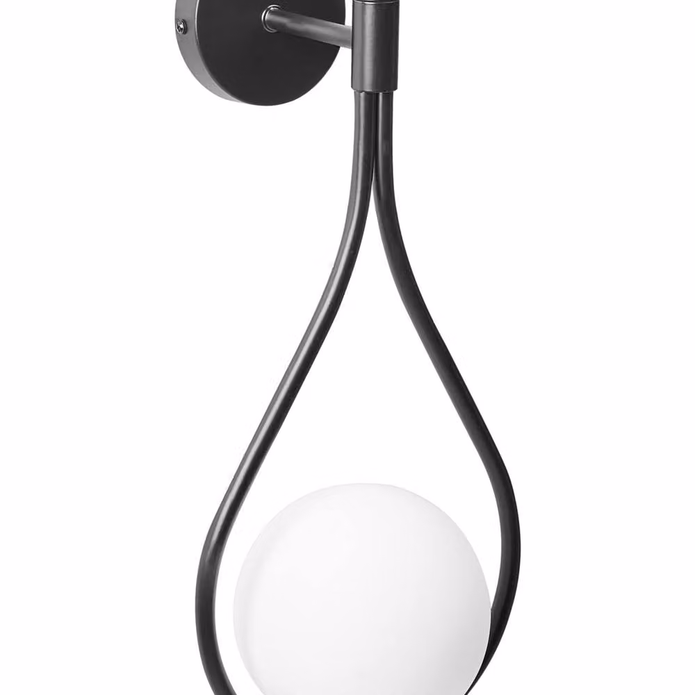 Wyld and Coco Black Wall Lamp with Tear Form Glass Shade – 2