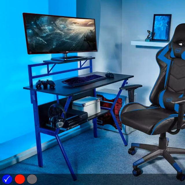 Neo Ergonomic 2 Tier Gaming Desk in Blue