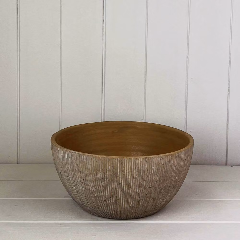 Four Candle Rustic Beige Natural Pebble Stone Decorative Round Tabletop Bowl – 2