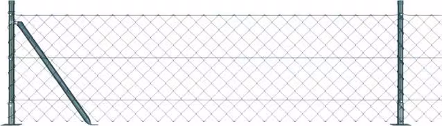 Berkfield Home Green Galvanised Steel Chain Link Fence with 7 Flanged Posts, W: 10 m, H: 0.6 m