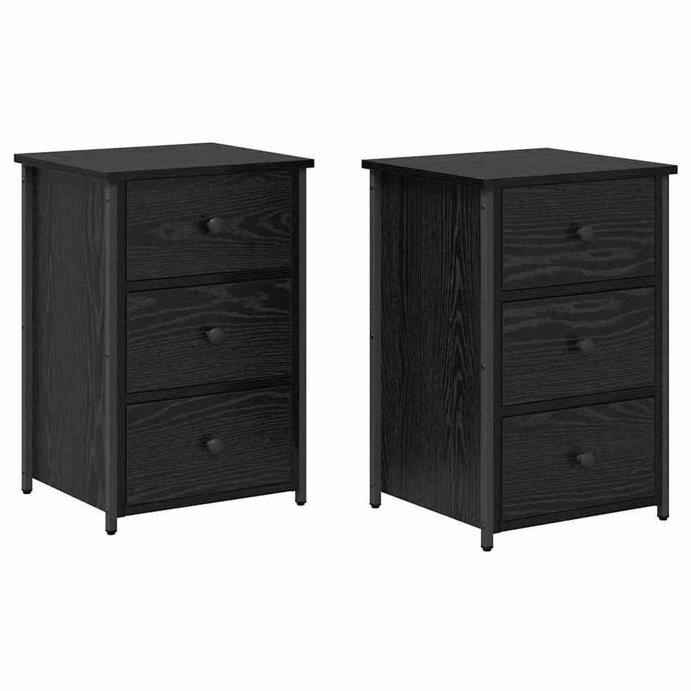 Berkfield Home Black Oak Nightstand Set in Black Oak Engineered Wood – 3