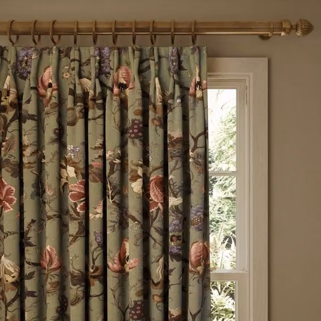 House of Hackney Artemis Organic Cotton and Linen Fabric Panel Curtain in Green