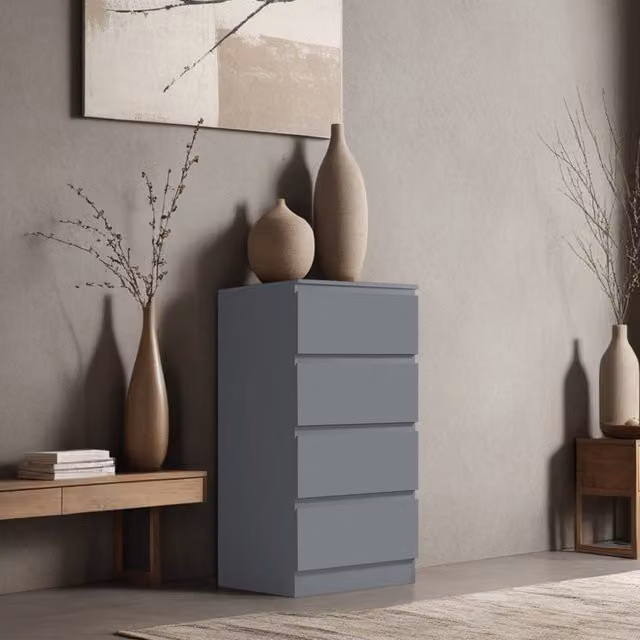 FWStyle 4 Drawer Chest of Drawers in Dark Grey Matt Finish