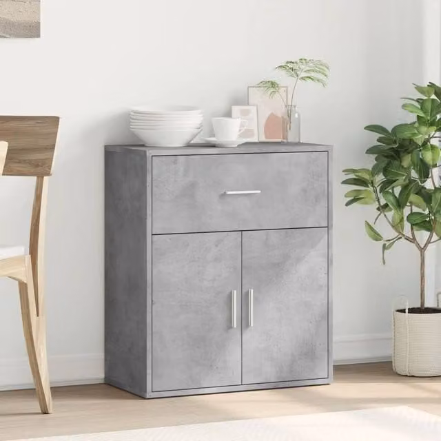 Berkfield Home Sideboard in Concrete Grey, W/D/H: 60 x 31 x 70 cm