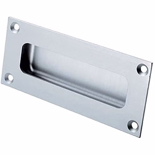 Loops Brushed Silver Aluminium Recessed Sliding Door Flush Pull Handle W: 10.0 cm, H: 5.0 cm