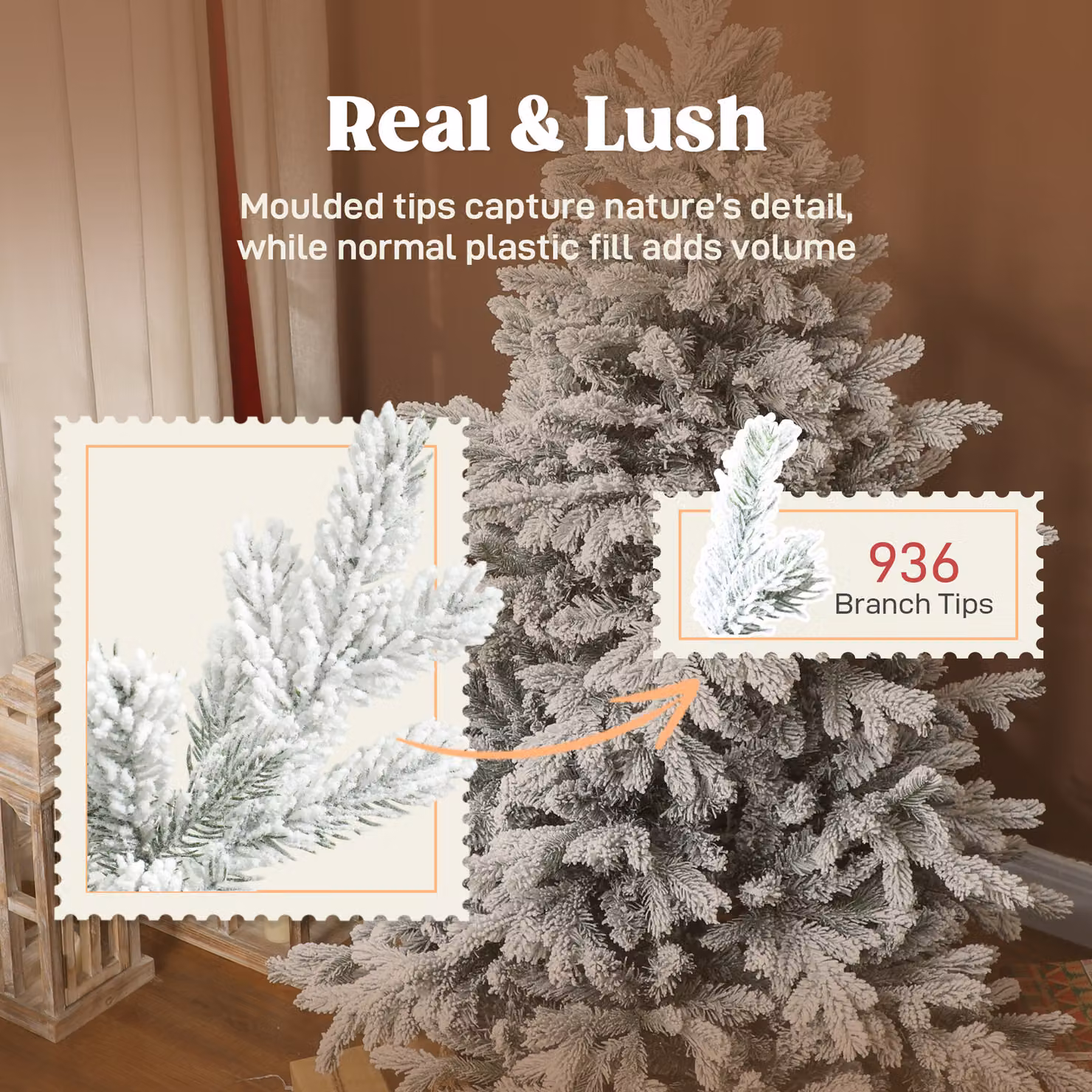 HOMCOM 5ft White Flocked Christmas Tree with Hinged Realistic Tips – 4