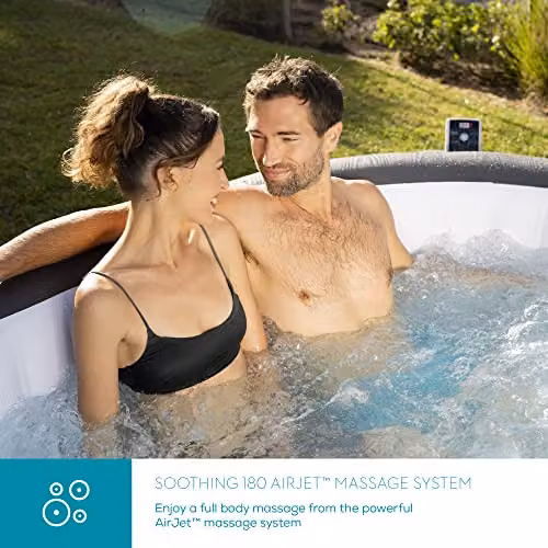 Lay-Z-Spa Mauritius AirJet Inflatable Oval Hot Tub, Grey, 5-7 Person with Wifi App Control – 2
