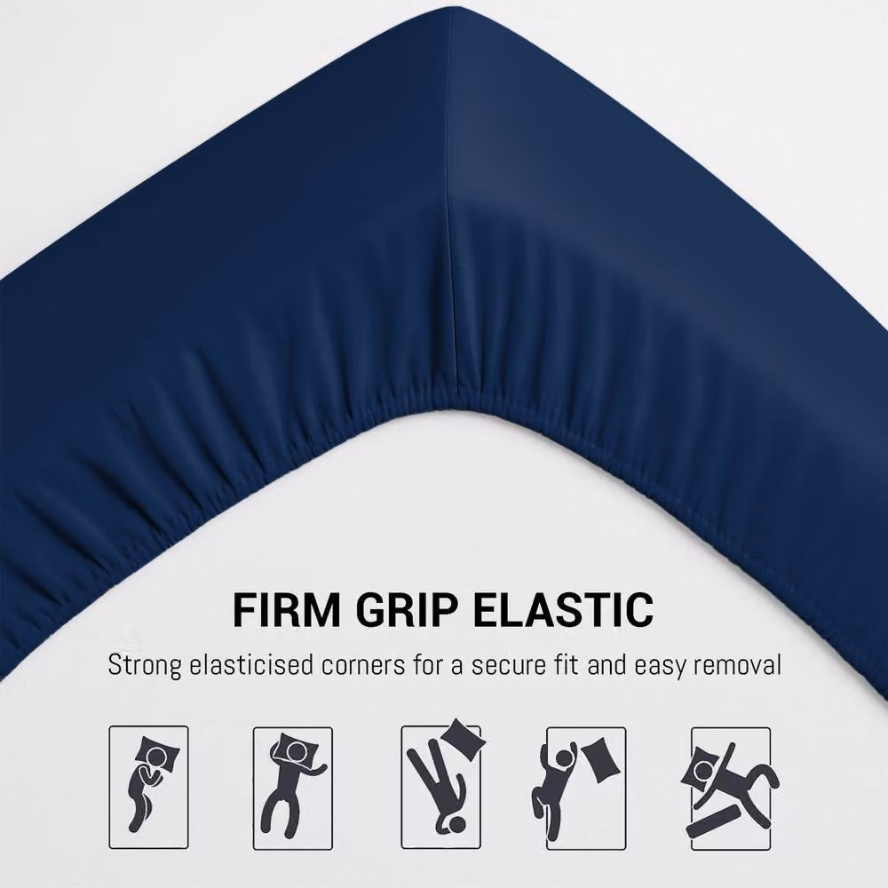 Pamposh 400 Thread Count Egyptian Cotton Single Fitted Sheet in Blue, W/D/H: 90 x 190 x 35 cm – 7