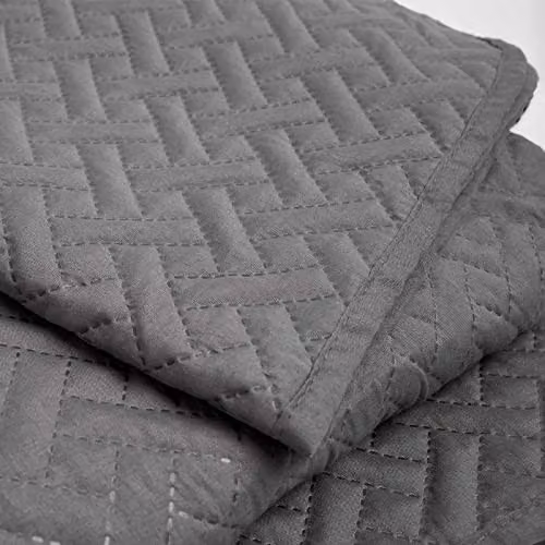 OHS Geometric Pinsonic Quilted Bed Throw in Grey, W/D/H: 200 x 240 cm – 5
