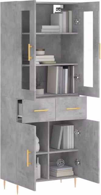 Berkfield Home Modern Highboard in Concrete Grey, W/D/H: 69.5 x 34 x 180 cm – 1