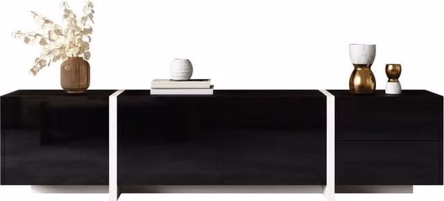Matteo Modern High-Gloss TV Cabinet in Black and White – 1