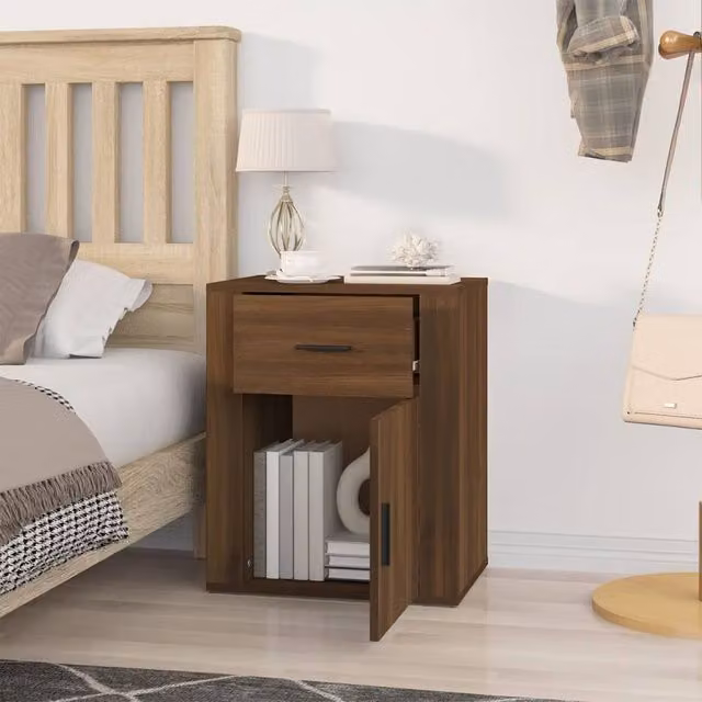 Berkfield Home Classic Bedside Cabinet in Brown Oak, W/D/H: 50 x 36 x 60 cm – 1