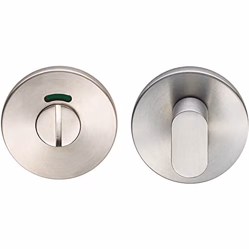 Loops Slim Bathroom Thumbturn Lock and Release Handle with Indicator in Satin Steel Silver