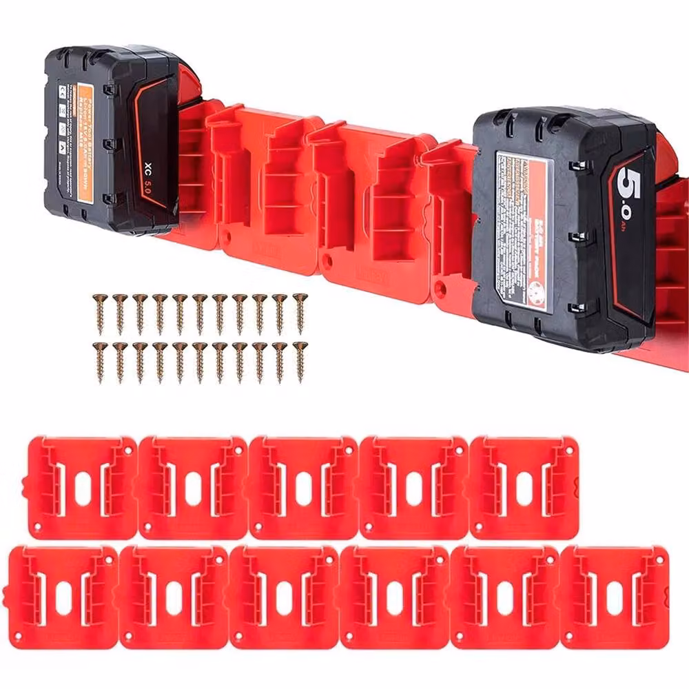 Ventryn Wall Mounted 11x Battery Holder for M18 18V Batteries in Red – 4
