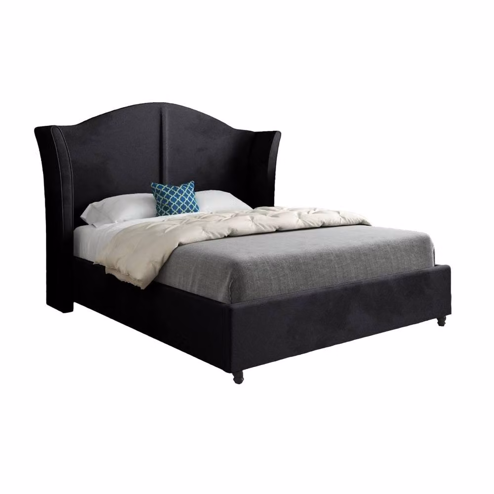 Casani Tissington Upholstered Chesterfield Bed Frame in Black Velvet, W/D/H: 137 x 120 x 200 cm – 3
