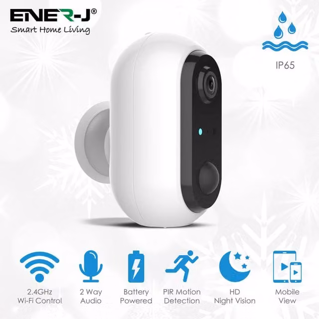 ENER-J 1080P Smart WiFi IP CCTV Camera, IP65 Rated, White