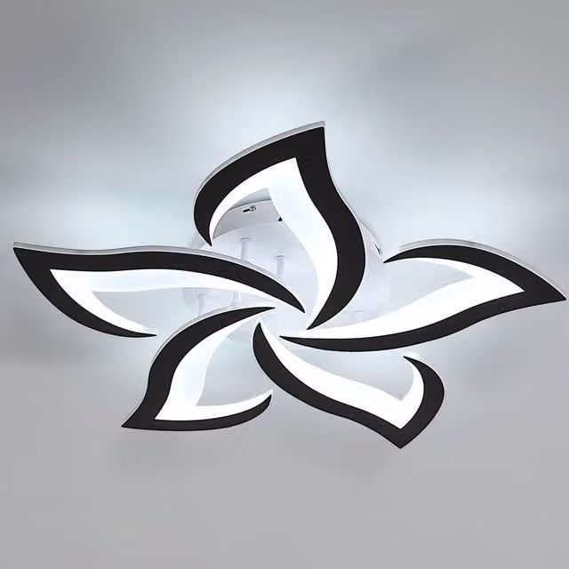 Pheashine Black Flower LED Ceiling Light, 60W, 6700LM, 6500K Cool White, Acrylic and Metal – 1