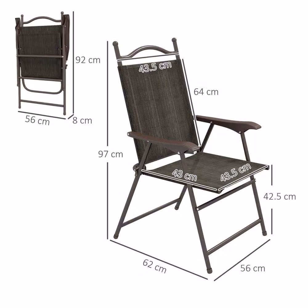 EONLION Set of 2 Folding Chairs with Fabric Seats in Brown – 2