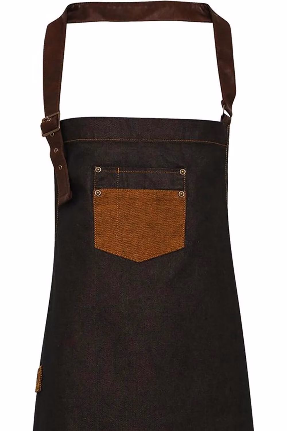 Premier Division Black Waxed Look Faux Leather Denim Bib Apron for Adults – 2