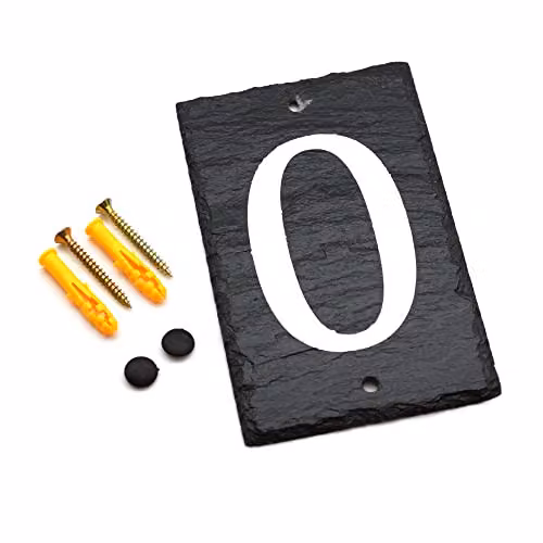 Nicola Spring Rustic Natural Solid Slate House Number 0 Plaque in Grey, W/H: 9 x 14.5 cm – 6