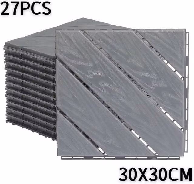 Kelvenix Modular Composite Decking Floor Deck in Grey, W: 52 cm, L: 1000 cm