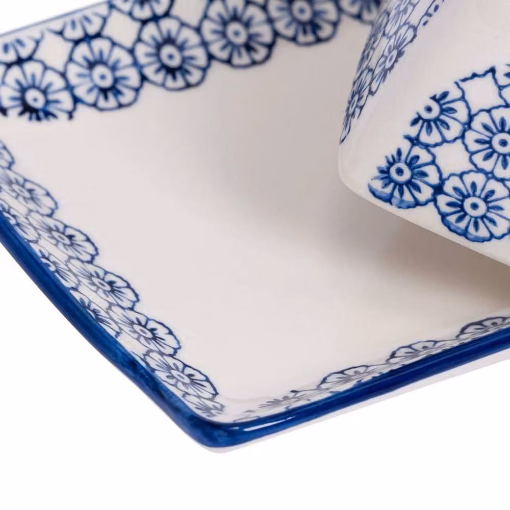 Havendro Blue and White Floral Patterned Porcelain Kitchen Butter Dish with Lid – 2