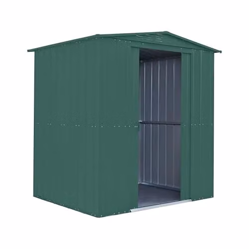 Globel Green Metal Garden Storage Shed with Apex Roof, Sliding Double Doors and Air Vents, W/D/H: 182.88 x 152.4 x 193.51 cm – 1