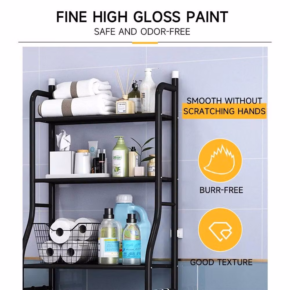 FORGEVIO Black Freestanding Metal Bathroom Storage Shelf Rack Stand – 2