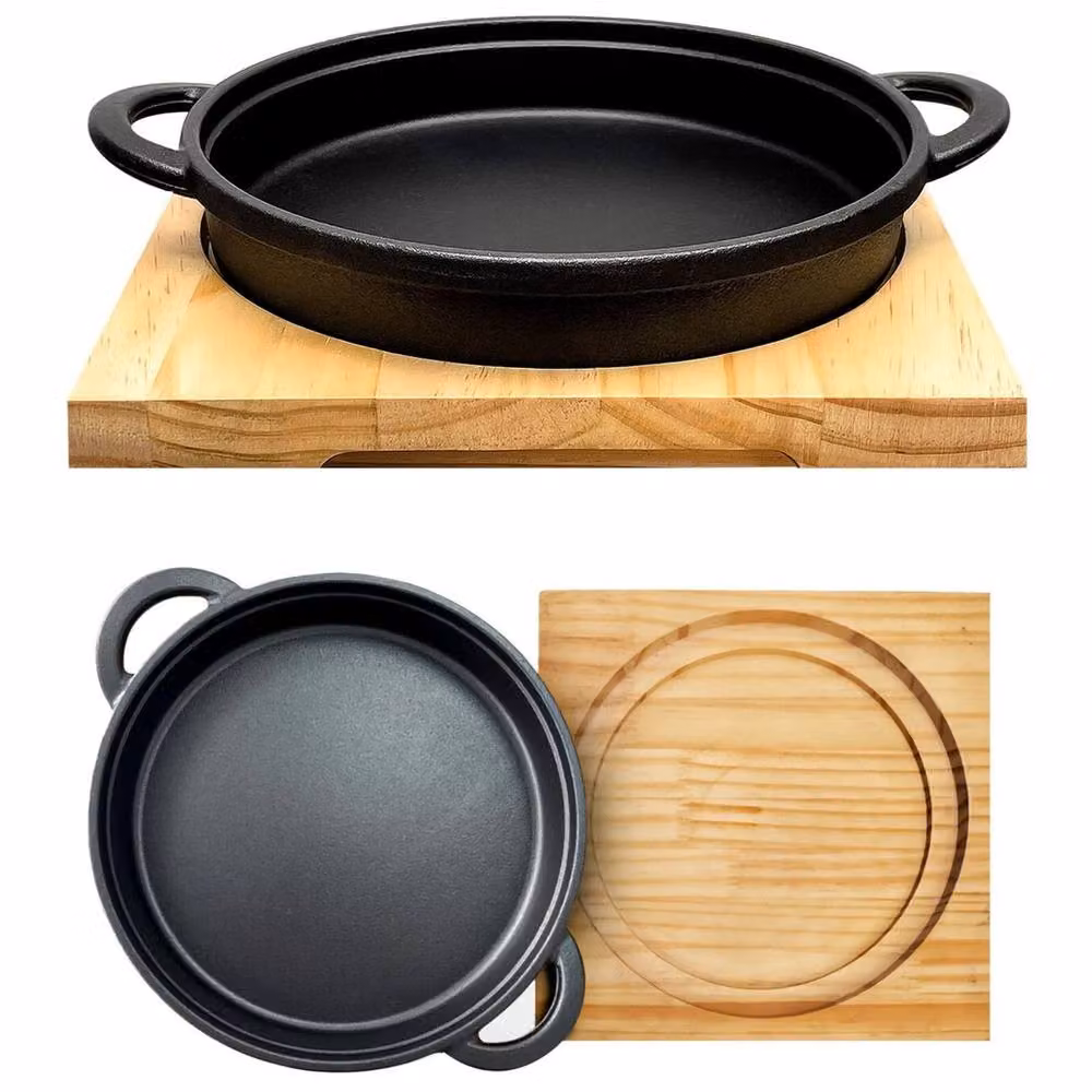 PAWNORA Uncoated Cast Iron Steak Sizzler Serving Pan, Black – 3