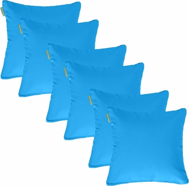 Gardenista Set of 6 Turquoise Square Outdoor Scatter Cushions for Garden Patio Furniture