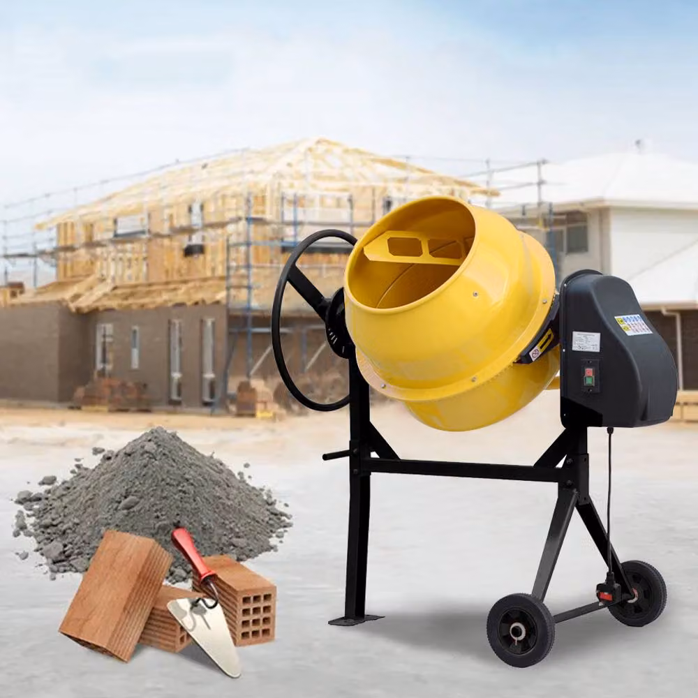 Living and Home Electric Portable Cement Concrete Mixer in Yellow, W/D: 110 x 70.5 cm – 3