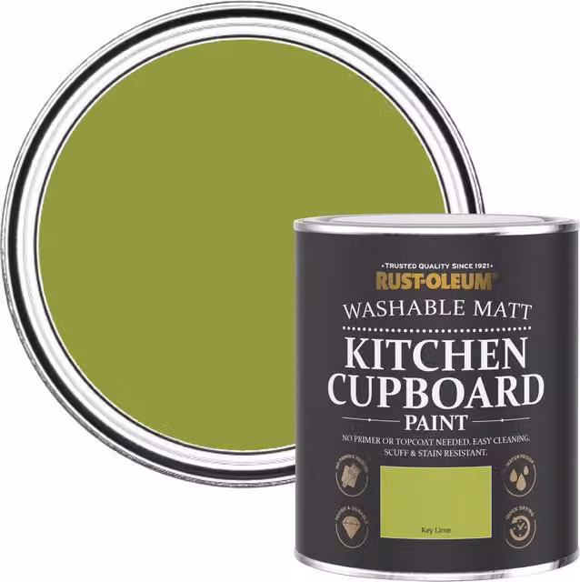 Rust-Oleum Key Lime Green Kitchen Cupboard Paint in a Matt Water-Based Finish, 750ml