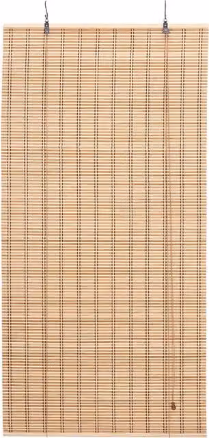 Livingandhome Natural Bamboo Roll-Up Blinds in White, Yellow and Beige, W: 60 cm, H: 200 cm