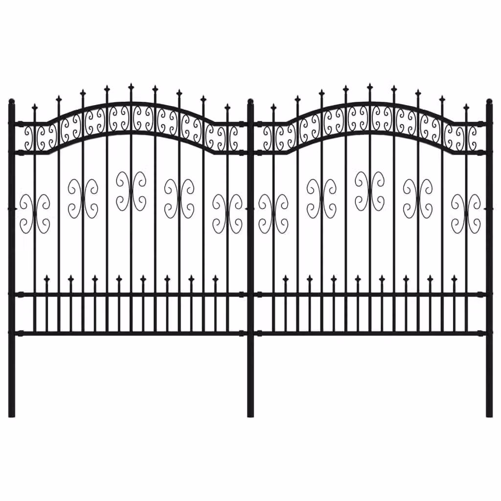 Berkfield Home Garden Fence with Spear Top in Black Powder-coated Steel, Height: 165 cm – 2