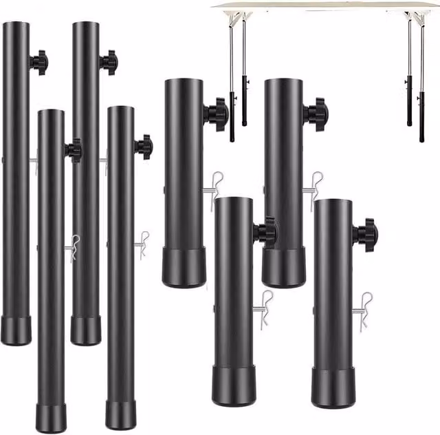 NESTLUNE 4-Piece Heavy Duty Steel Folding Table Leg Extenders in Black, 20 cm – 1