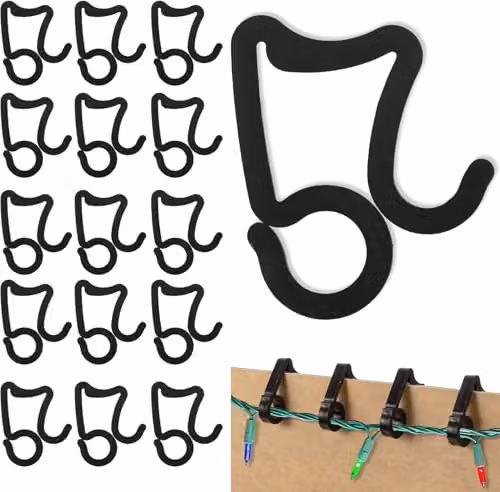 Shatchi 24-Piece Black Plastic Gutter Hooks for Outdoor LED String and Rope Lights – 4