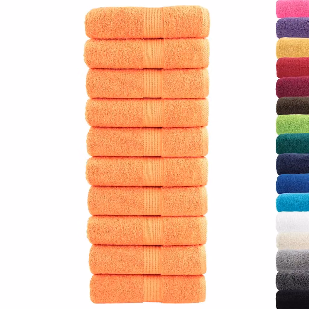 Berkfield Home SOLUND Premium Cotton Terry Guest Towels, Orange, 10 Pack, W: 30 cm, H: 50 cm, 600 gsm – 2