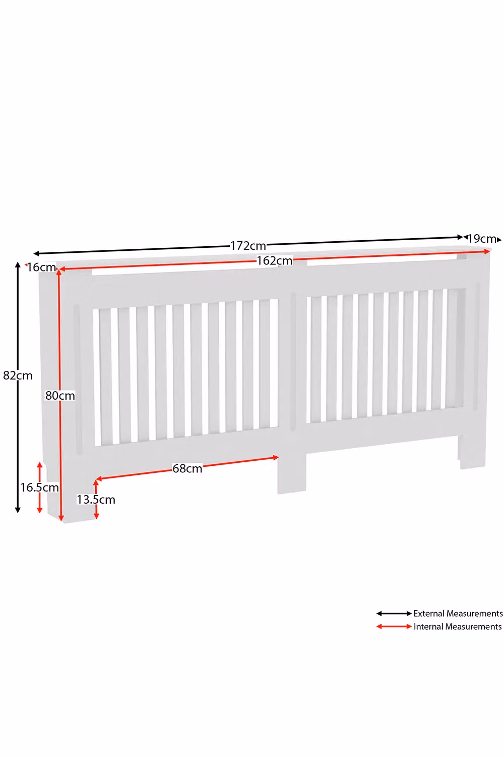 Vida Designs Chelsea MDF Radiator Cover in White, H x W x D: 82 x 172 x 19 cm – 2